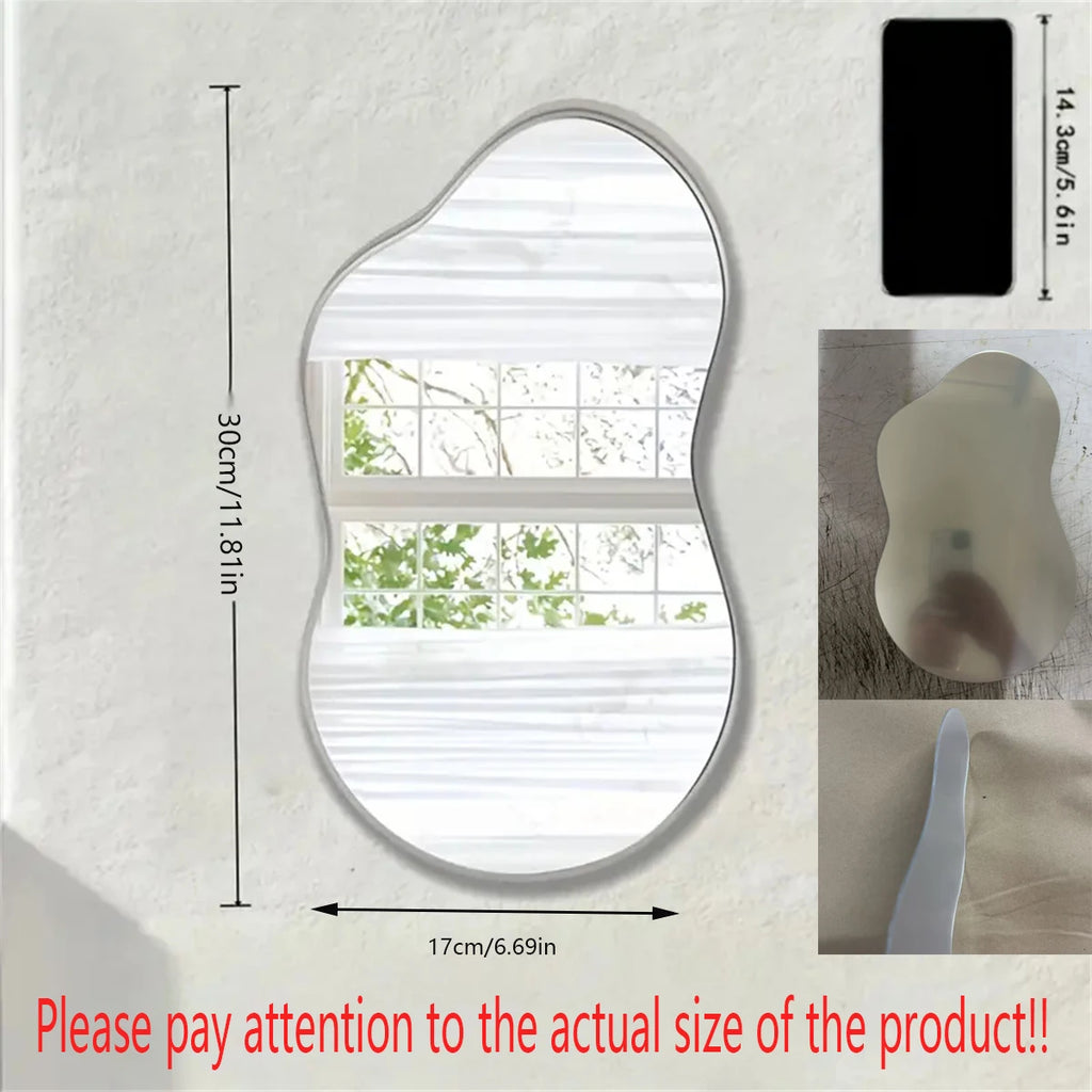 1pc Irregular Wall Mirror Cloud Mirror Asymmetric Acrylic Wall Mirror Suitable For Home Decoration, Room, Bathroom Living Room