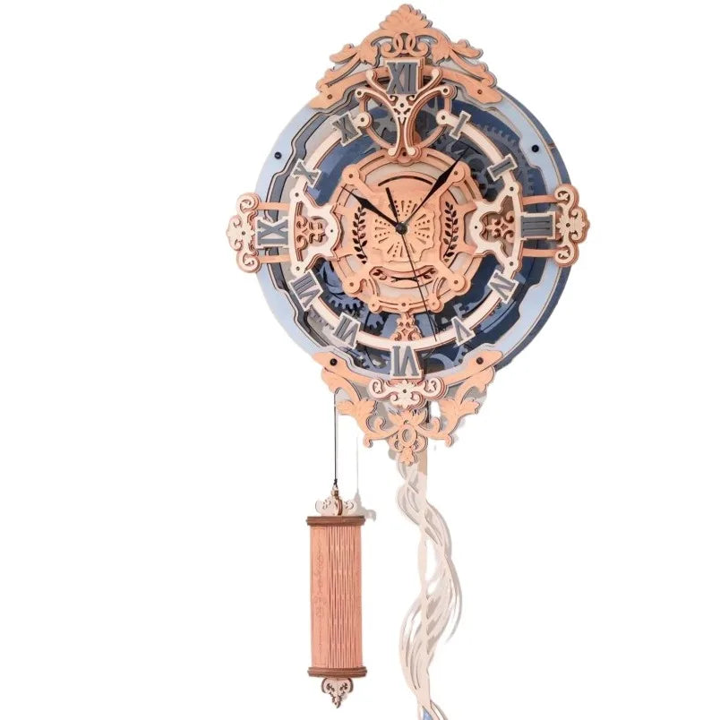 Note wall clock hand-assembled DIY clock mechanical silent quartz art creative wooden