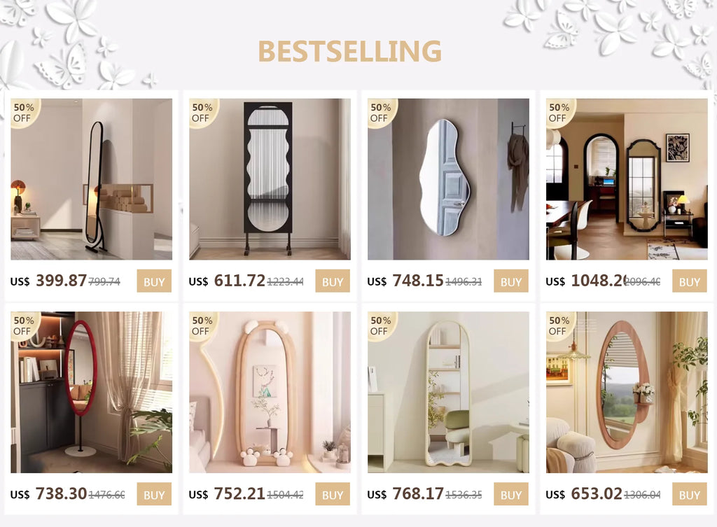Irregular Wall Mirror Living Room Decoration Modern Girls Mirror Funky Wooden Asymmetrical Bathroom Espelhos Home Decorations