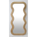 Farmhouse Wooden Wall Mirror Newly Accent Wave Shape Floor Mirror Standing for Wholesale