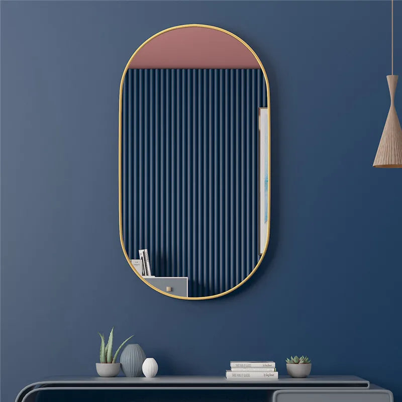 Golden Oval Mirror Wall Mounted Bathroom Vanity Vanity Mirror Bathroom  Round Mirrors Waterproof Explosion-proof Cosmetic Mirror