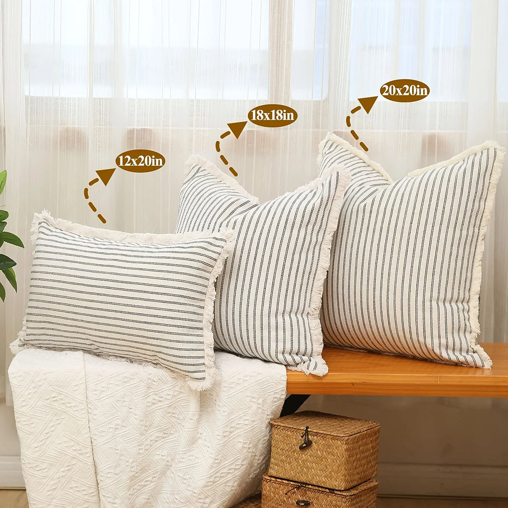 1pc Throw Pillow Covers - Comfortable Striped Throw Pillowcase  For Home Bedroom Living Room, Car & Sofa Decor - Perfect Gift