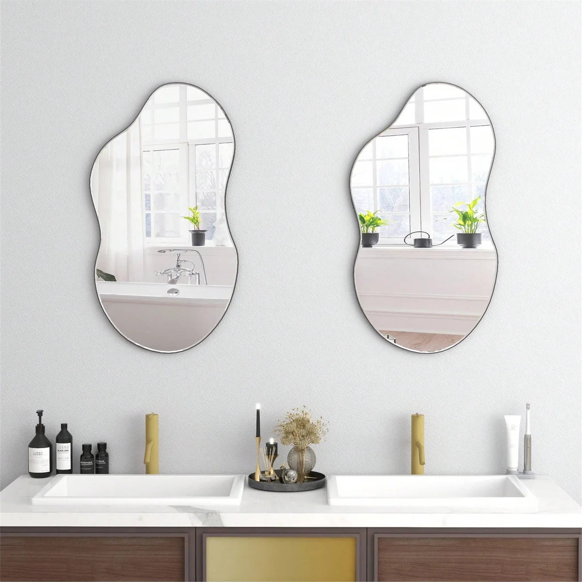 1pc Irregular Wall Mirror Cloud Mirror Asymmetric Acrylic Wall Mirror Suitable For Home Decoration, Room, Bathroom Living Room