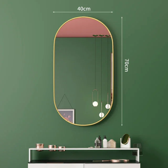 Golden Oval Mirror Wall Mounted Bathroom Vanity Vanity Mirror Bathroom  Round Mirrors Waterproof Explosion-proof Cosmetic Mirror