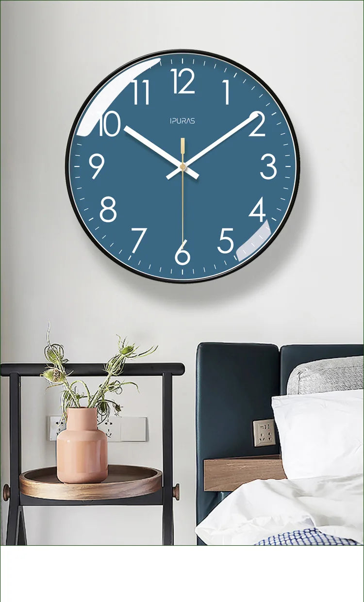2024 Wall Clock Modern Design Bedroom Living Room Wall Watch Display Calendar Home Silent Sweep Second Fashion Wall Quartz Clock