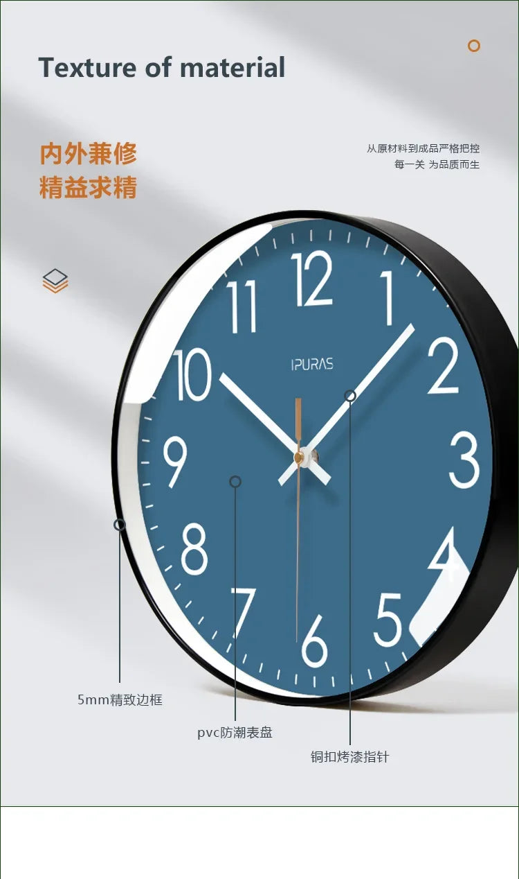 2024 Wall Clock Modern Design Bedroom Living Room Wall Watch Display Calendar Home Silent Sweep Second Fashion Wall Quartz Clock