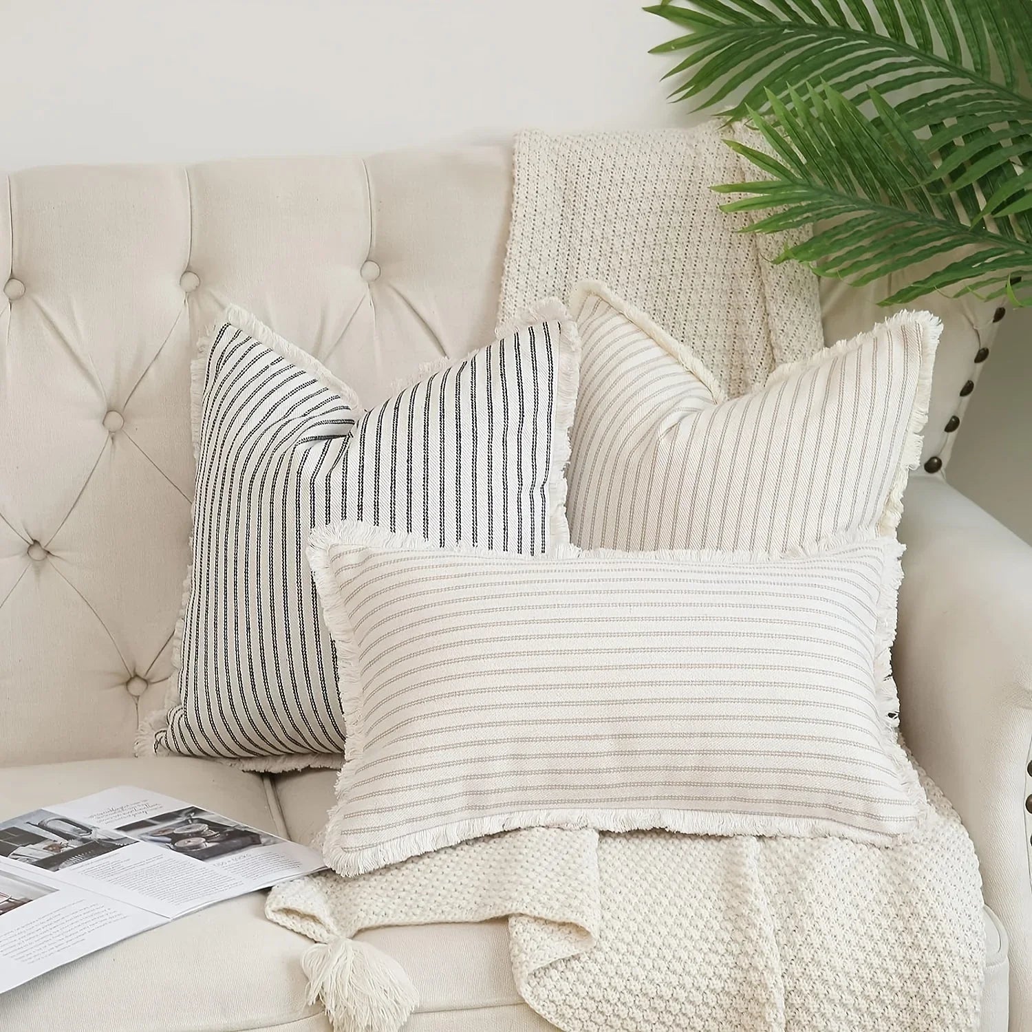 1pc Throw Pillow Covers - Comfortable Striped Throw Pillowcase  For Home Bedroom Living Room, Car & Sofa Decor - Perfect Gift