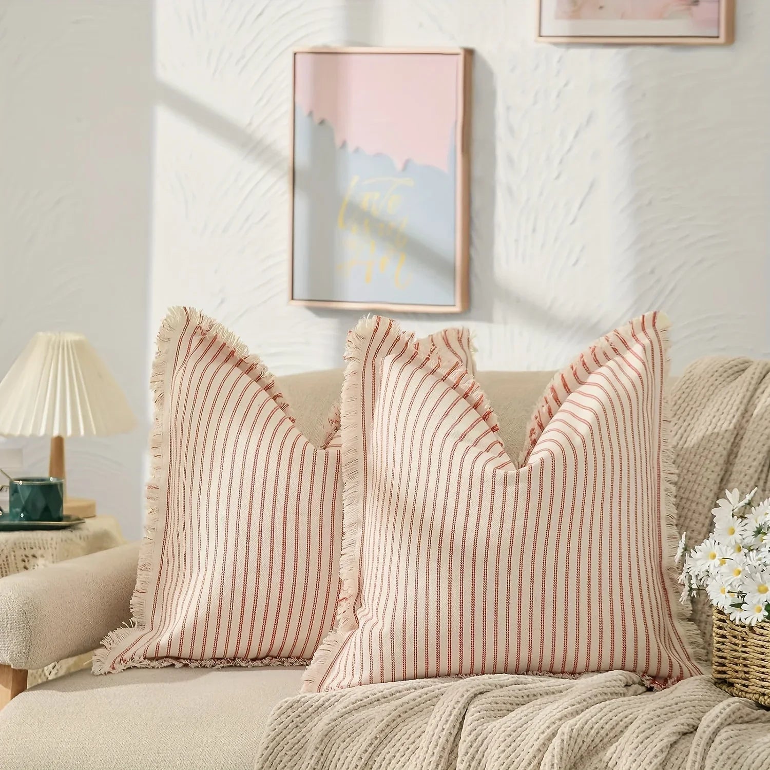 1pc Throw Pillow Covers - Comfortable Striped Throw Pillowcase  For Home Bedroom Living Room, Car & Sofa Decor - Perfect Gift