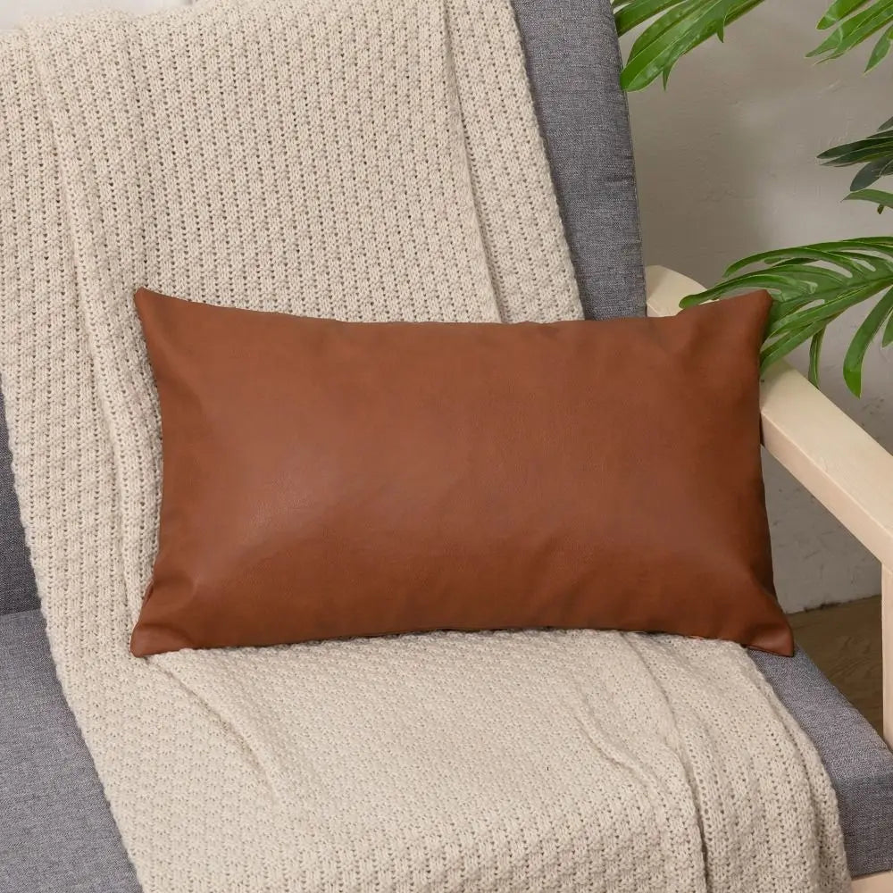 Home Textile 30x50cm Throw Pillows Cover Rectangular Cute Cushion Cover Portable PU Leather Pillow Shell Bed