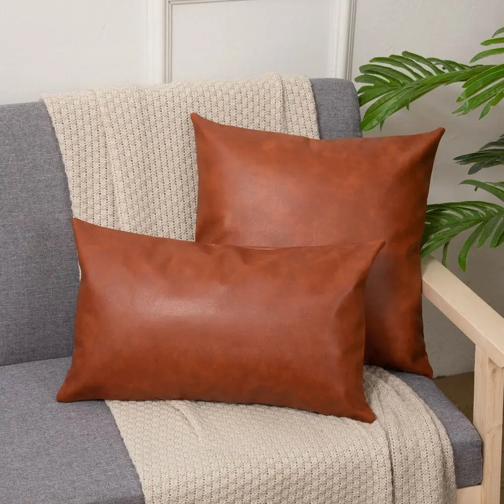 Home Textile 30x50cm Throw Pillows Cover Rectangular Cute Cushion Cover Portable PU Leather Pillow Shell Bed