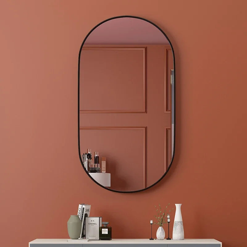 Golden Oval Mirror Wall Mounted Bathroom Vanity Vanity Mirror Bathroom  Round Mirrors Waterproof Explosion-proof Cosmetic Mirror