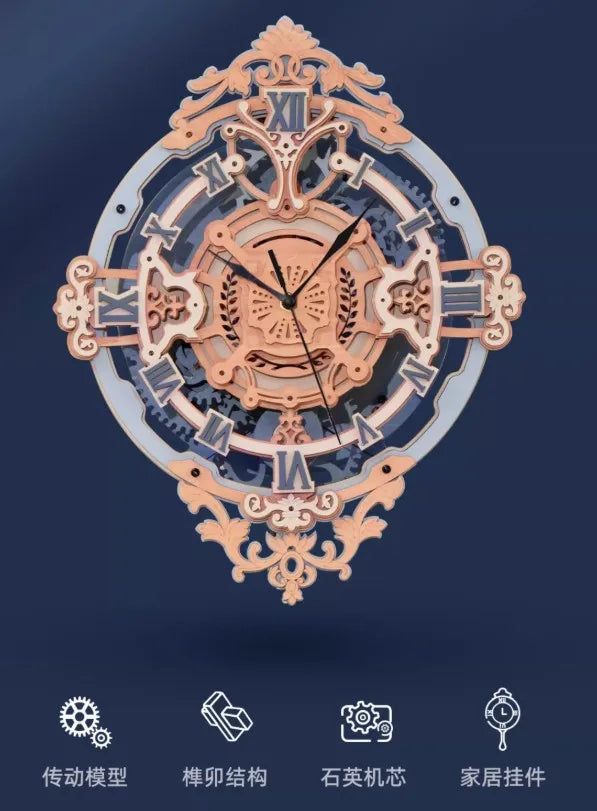 Note wall clock hand-assembled DIY clock mechanical silent quartz art creative wooden
