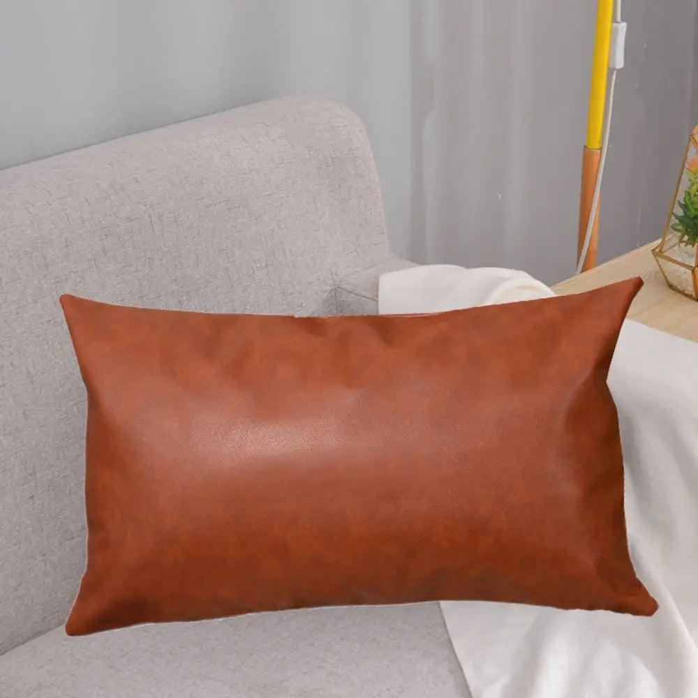 Home Textile 30x50cm Throw Pillows Cover Rectangular Cute Cushion Cover Portable PU Leather Pillow Shell Bed